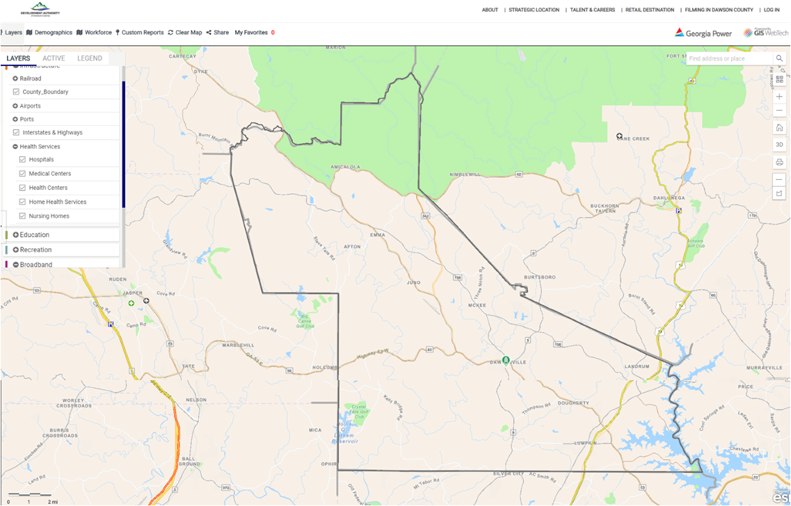GIS Site Selection Map with Demographics Dawson County,