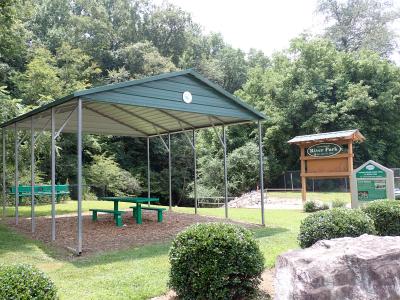 River Park Pavilion and Sign - July 2021