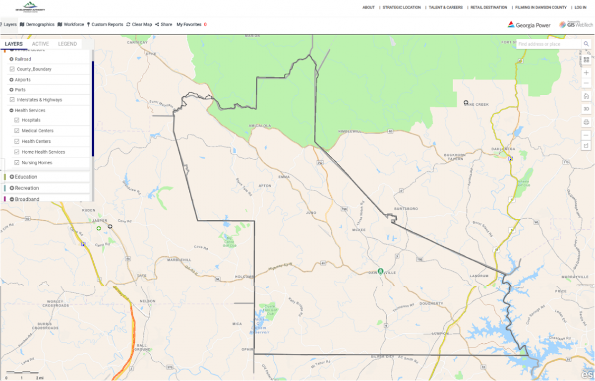 GIS Site Selection Map with Demographics Dawson County,